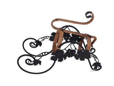 On the Vine Embellished Metal Carriage Wine Holder