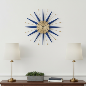 Metal Silent Analog Starburst Wall Clock