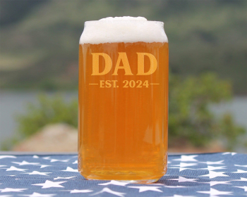 Bold 2024 Dad Beer Can Pint Glass - New Dad Gifts and Decor