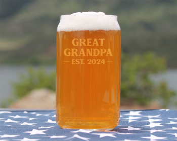Bold 2024 New Great Grandpa Beer Can Pint Glass -  Gifts