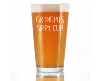 Grandpas Sippy Cup Pint Glass for Beer - Father's Day Gifts