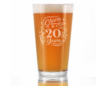 Cheers 20  Pint Glass for Beer - 20th Anniversary Gifts
