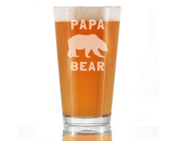 Papa Bear Pint Glass for Beer - Dad and Grandpa Gifts