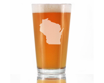 Wisconsin Outline Pint Glass for Beer - Cheesehead Gifts