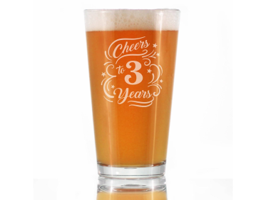 Cheers 3  Pint Glass for Beer - 3rd Anniversary Gifts