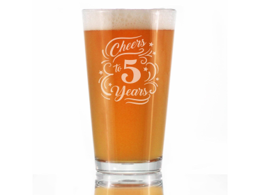 Cheers 5  Pint Glass for Beer - 5th Anniversary Gifts