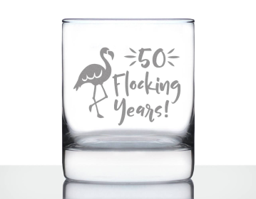 Flocking 50 Whiskey Rocks Glass - 50th Anniversary Gifts