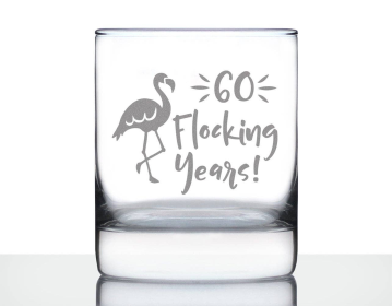 Flamingo 60 Whiskey Rocks Glass - 60th Anniversary Gifts