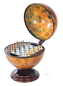 Red Nautical Globe with Chess Holder-13 inches