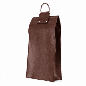Brown Faux Leather Double-Bottle Wine Tote By Viski