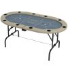 Soozier Foldable Poker Table, 70" Oval, Blackjack Texas Holdem, with Cup Holders, Blue