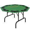 Foldable Poker Table Blackjack Texas Holdem Poker Game Table with Chips Tray & Cup Holders, 47" Octagon, Green