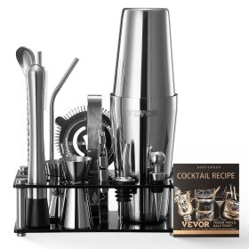 Cocktail Shaker Set 14 Pcs Bartender Kit Stainless Steel Bar Tool Set Silver