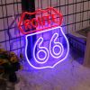 Route 66 LED Neon Sign Light,USB-Powered Wall Art,Energy-Saving,Vintage Man Cave Decor for Bedroom, Office, Hotel, Cafe, or Recreation Room