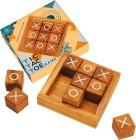 Tic Tac Toe for Kids and Adults Coffee Table Living Room Decor and Desk Decor Family Games Night Classic Board Games Wood Rustic for Families Size 4 I