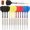 Steel Tip Darts Set 12 pc Bar Darts Perfect Fun Darts for Throwing Metal Tip On Dartboard in Family Game Room, Man Cave