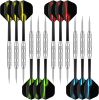 12 Pack Steel Tip Darts,24G Professional Metal Darts Set for Dartboard