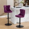 Swivel Velvet Barstools Adjusatble Seat Height from 25-33 Inch,17.7inch base