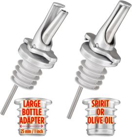 -in-1 Liquor Bottle Pour Spouts with Built-in Fruit Fly Protection - BPA Free & Dishwasher Safe Hygienic Alcohol Pour Spouts - Also for Olive Oil - Si