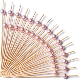 Toothpicks for Cocktail Appetizers Fruits Dessert, 100 Count, Pink Pearls