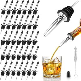 36-Pack Stainless Steel Pour Spouts for Liquor Bottles, Oil, Vinegar, and Wine  Liquor Bottle Pourers with Rubber Dust Caps Bar Pourers for Bartending