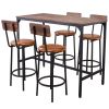 VEVOR Bar Table, 5PCS 47â€³ Bars Tables Set, Bar Tables and Chair Set with Rounded Edge Design, Rectangular Pub Table with Four Stools for Living Room