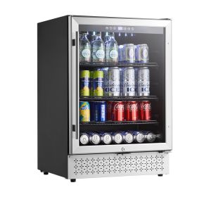 Beverage Refrigerator Cooler, 154 Can Beverage Fridge, Mini Fridge with Glass Door, Adjustable Shelves, Digital Temperature Control