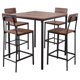 VEVOR Bar Table, 5PCS 35â€³ Bars Tables Set, Bar Tables and Chair Set with Rounded Edge Design, Square Pub Table with Four Stools for Living Room