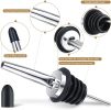 72 Pcs Stainless Steel Bottle Pourers Tapered Liquor Pourers with Rubber Dust Caps Tapered Spouts Set Bar Supplies Vinegar Bottle Dispenser Wine Liquo
