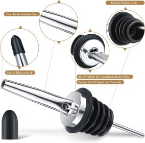 72 Pcs Stainless Steel Bottle Pourers Tapered Liquor Pourers with Rubber Dust Caps Tapered Spouts Set Bar Supplies Vinegar Bottle Dispenser Wine Liquo
