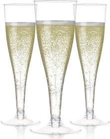 Set of 24 Clear Plastic Champagne Flutes - 4.5 oz Capacity Shatterproof Disposable Glasses - Suitable for Weddings, Cocktail Parties