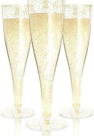 24 Plastic Champagne Flutes - Gold Champagne Flutes Plastic - Gold Disposable Mimosa Flute - Party Supplies - Disposable Cocktail Glasses - Mimosa Bar