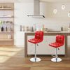 Set of 2 PU Leather Swivel Bar Stools Pub Chairs-Red