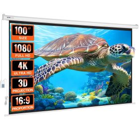VEVOR Motorized Projector Screen 100 inch, 16:9 4K 1080 HD Automatic Projection Screen, Electric Projector Screen with Remote Control