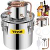 VEVOR Moonshine Still Distiller 5Gal 21L Stainless Steel Water Distiller Copper Tube Home Brewing Kit Build-in Thermometer for DIY Whisky Wine Brandy