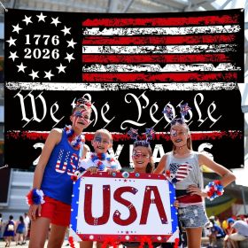 Probsin Large 250 Anniversary USA Backdrop 72" x 48" 250 Years America Flag 1776-2026 We The People Patriotic Poster Hanging Supplies Wall Decor Bulle