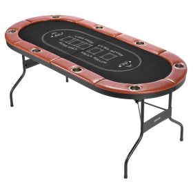 8 Player Oval Foldable Poker Table Casino Blackjack Texas Holdem Table 72 in