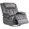 HOMCOM Rocker Recliner Chair with Swivel, Fabric Reclining Chair with Cushion, Rocking Chair with Footrest, Charcoal Gray