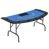 Poker Table Foldable, 72" Blackjack Table for 7 Players with Chip & Cup Holder, Blue Felt