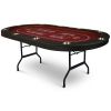 Upgraded 90.5" Folding Poker Table 10 Player Casino Texas Holdem Table for Blackjack Board Game, Red