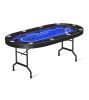 Upgraded 84" Folding Poker Table 10 Player Card Table with 10 Cup Holder for Texas Casino, Blue