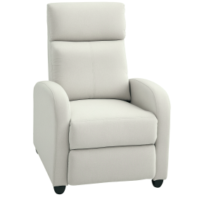 Fabric Recliner Chair Manual Home Theater Seating Single Reclining Sofa Chair with Padded Seat for Living Room, Cream White