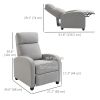 Fabric Recliner Manual Home Theater Seating Single Linen-Touch Sofa Armchair for Living Room, Light Grey