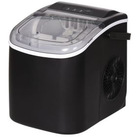 Portable Ice Maker Countertop with Handle, Self Cleaning Ice Maker Machine with Scoop and Basket, 26lbs/24Hrs, Black