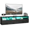 LED Lighted TV Stand for TVs up to 75", Modern TV Cabinet with Storage Drawers for Living Room, High Gloss Black