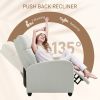Fabric Recliner Chair Manual Home Theater Seating Single Reclining Sofa Chair with Padded Seat for Living Room, Cream White