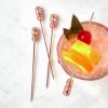 Copper Tiki Cocktail Picks - Heavy Duty Toothpicks Stainless Steel Metal Drink Skewers Barware Accessories - 5inch Set of 4