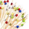 Cocktail Picks Handmade Bamboo Toothpicks 100ct 4.7" in Multicolor Skulls