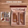 VEVOR 35 Cigar Humidor Glasstop Cedar Cigar Box Humidifier & Hygrometer & Drawer
