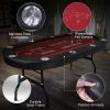 Upgraded 90.5" Folding Poker Table 10 Player Casino Texas Holdem Table for Blackjack Board Game, Red